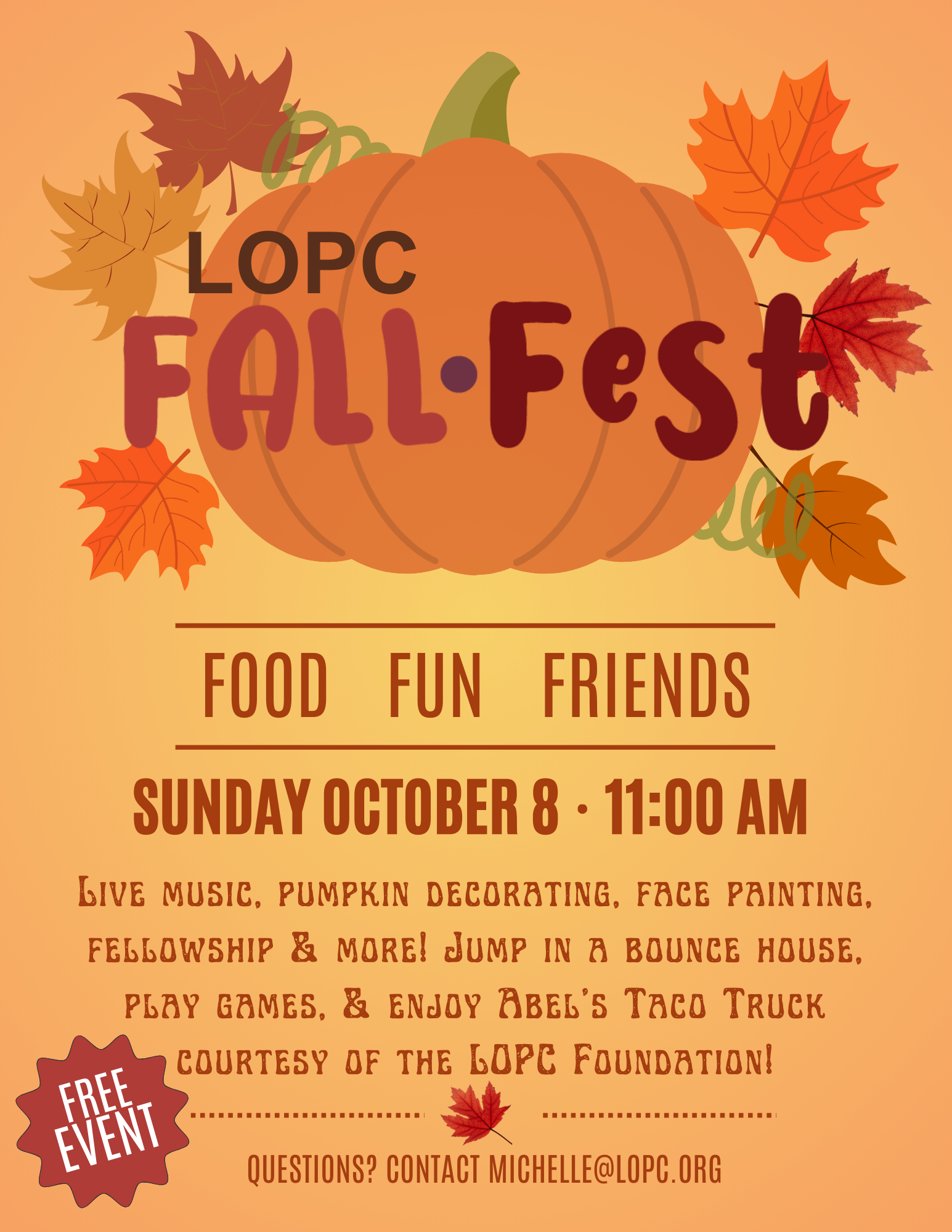Fall Fest – Sunday October 8, 2023